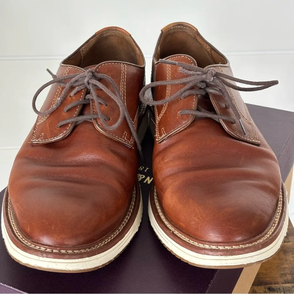 Johnston & Murphy Upton Plain Toe Men's Tan Leather Shoes Size 10